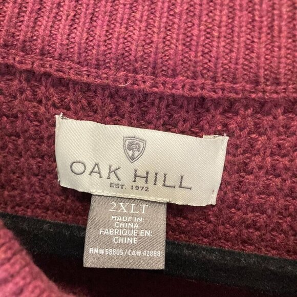 Oak Hill Heavy Chunky Knit Henley Sweater Men's 2XLT 2XL Tall Maroon Red Buttons - Picture 4 of 16